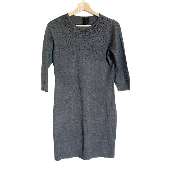 Ann Taylor gray embellished Sweater casual dress - Picture 1 of 7